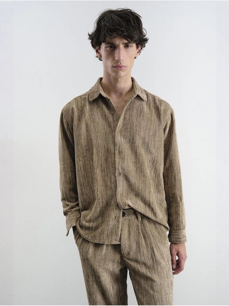 Camicia in velluto relaxed fit giesto Marrone chiaro - Kiabi
