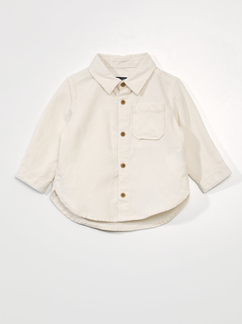 Camicia in velluto tinta unita Bianco - Kiabi