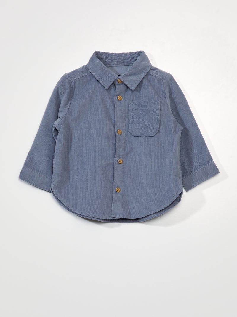 Camicia in velluto tinta unita BLU - Kiabi