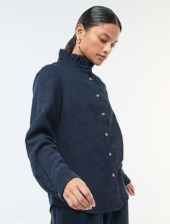 Camicia in velluto tinta unita