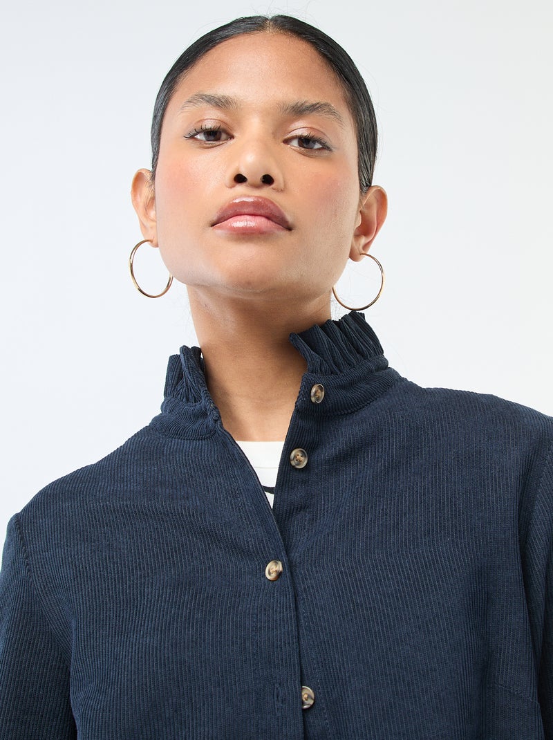 Camicia in velluto tinta unita Blu - Kiabi