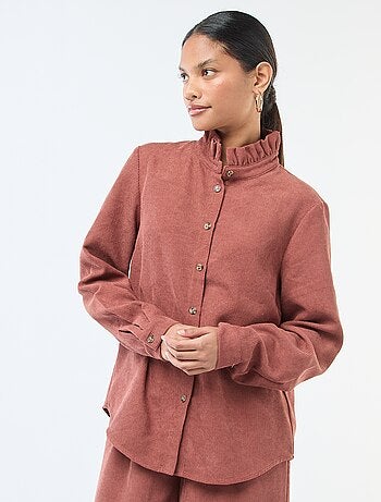 Camicia in velluto tinta unita