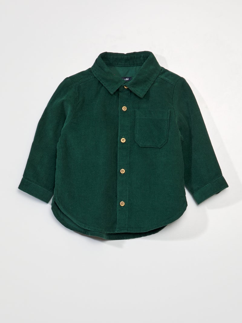 Camicia in velluto tinta unita Verde - Kiabi
