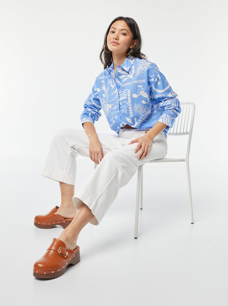 Camicia in voile di cotone con stampa BLU - Kiabi