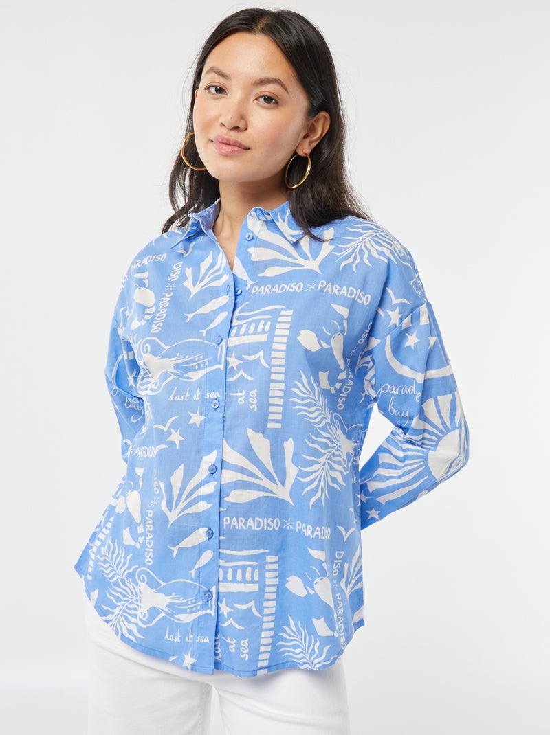 Camicia in voile di cotone con stampa BLU - Kiabi