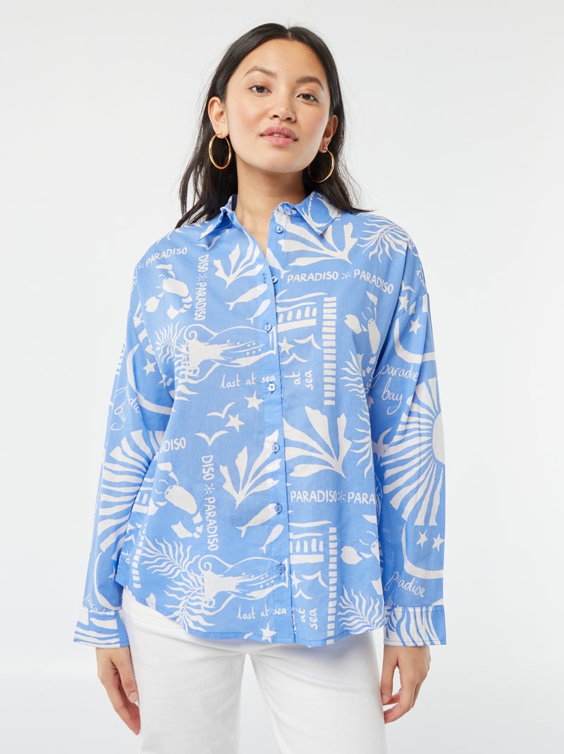 Camicia in voile di cotone con stampa BLU - Kiabi