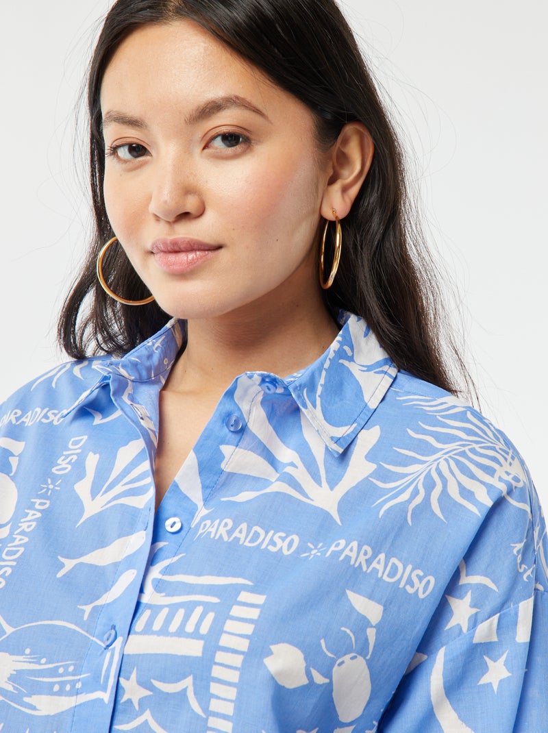 Camicia in voile di cotone con stampa BLU - Kiabi