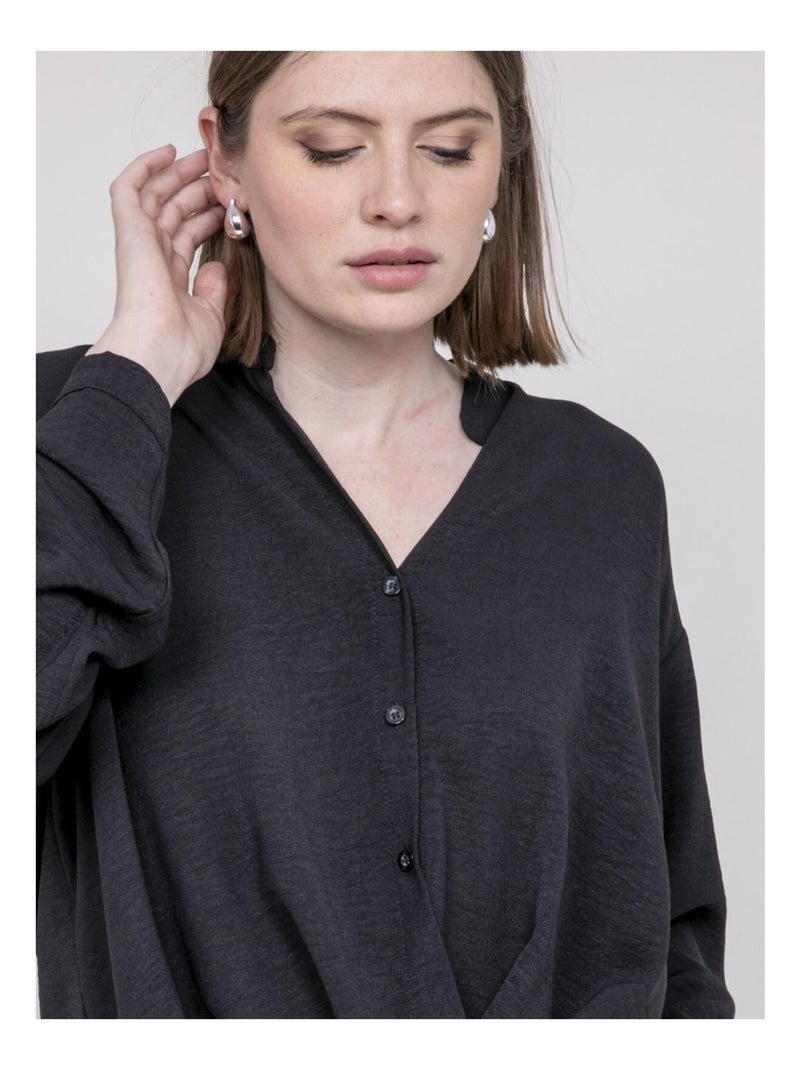 Camicia incrociata davanti in basso ODACRE Nero - Kiabi