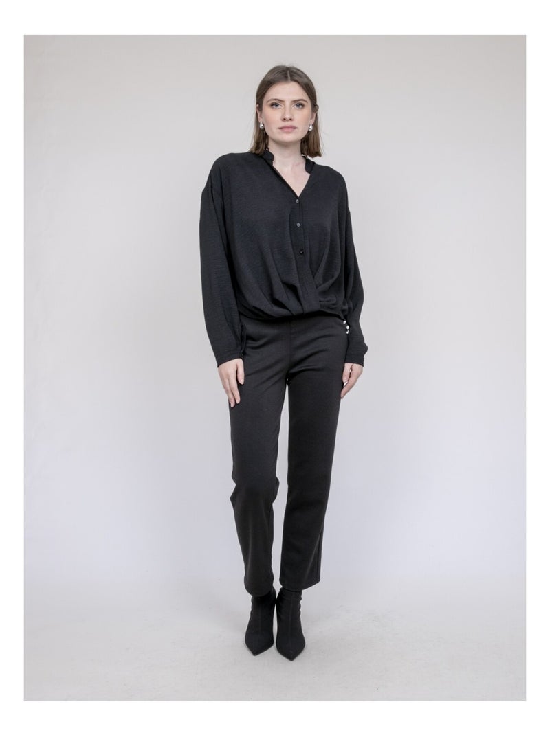 Camicia incrociata davanti in basso ODACRE Nero - Kiabi