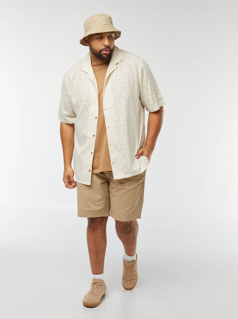Camicia jacquard a maniche corte Bianco - Kiabi
