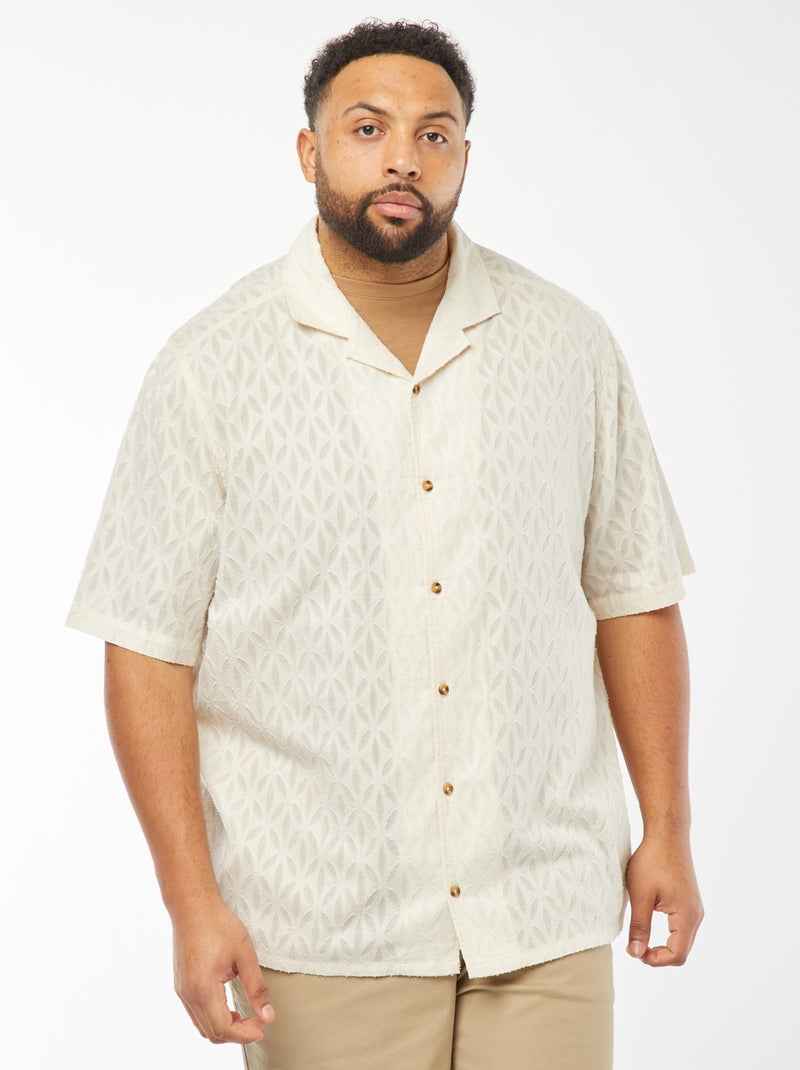 Camicia jacquard a maniche corte Bianco - Kiabi