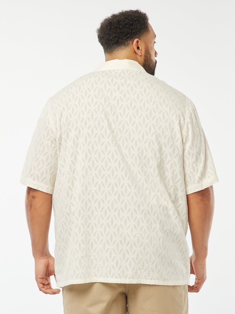 Camicia jacquard a maniche corte Bianco - Kiabi