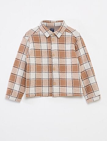 Camicia jacquard a quadri in cotone