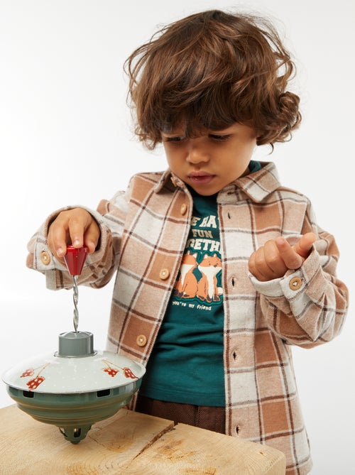 Camicia jacquard a quadri in cotone - Kiabi