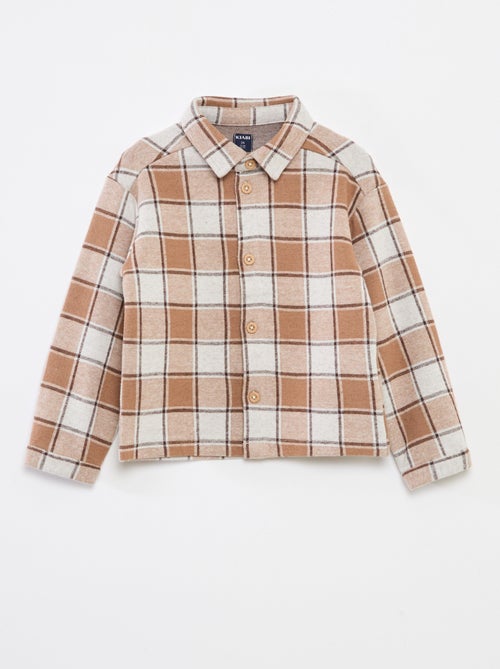 Camicia jacquard a quadri in cotone - Kiabi