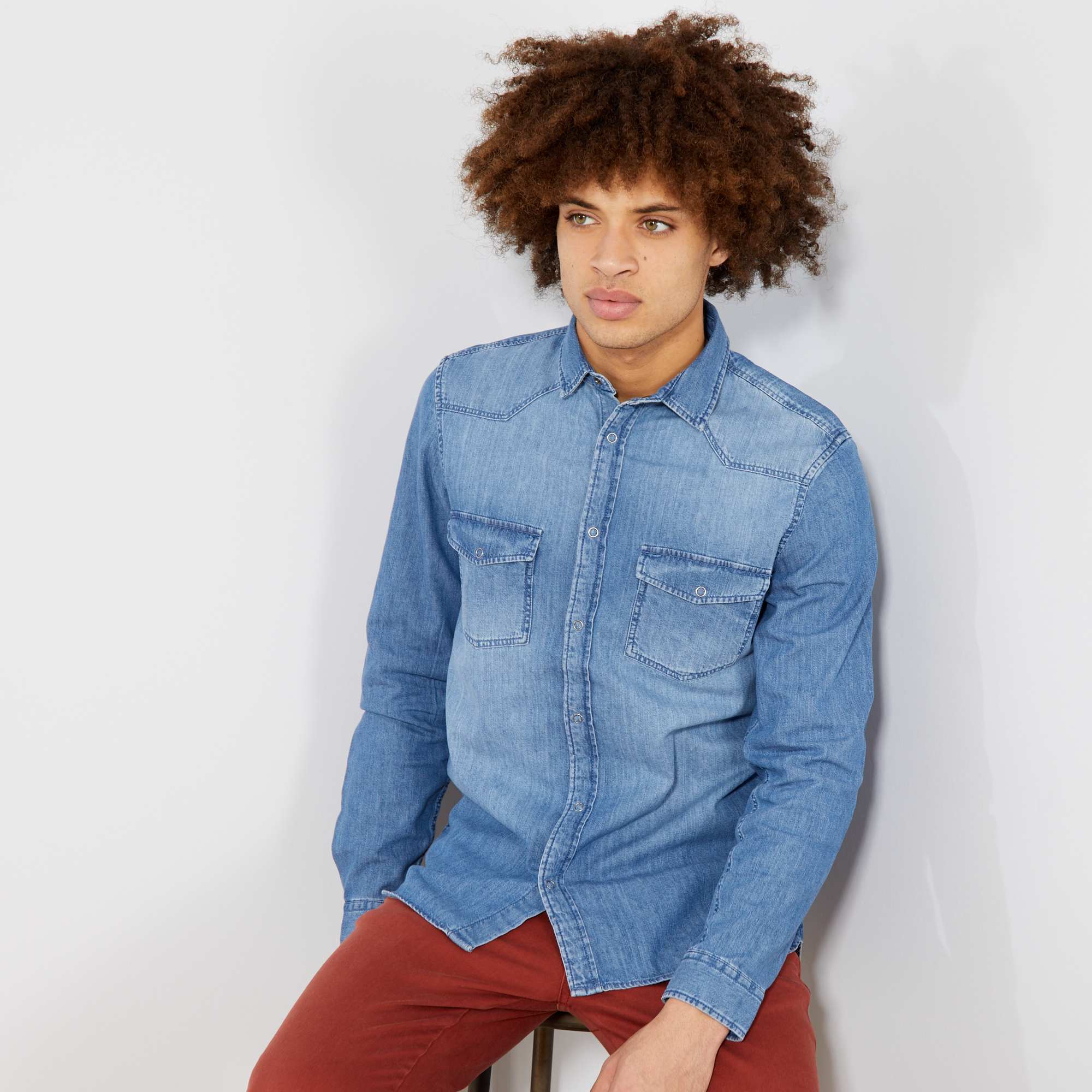 X-Cape Camicia In Jeans Da Uomo Con Bottoni Colorati: In Offerta A 24 - Foto 14