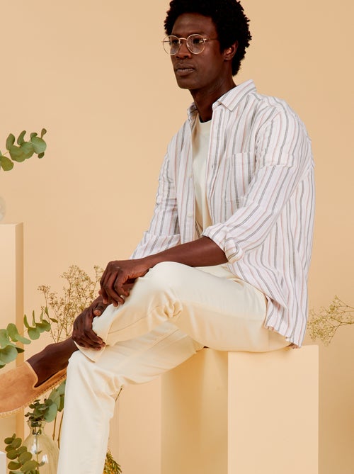 Camicia leggera a righe in cotone e lino - Kiabi