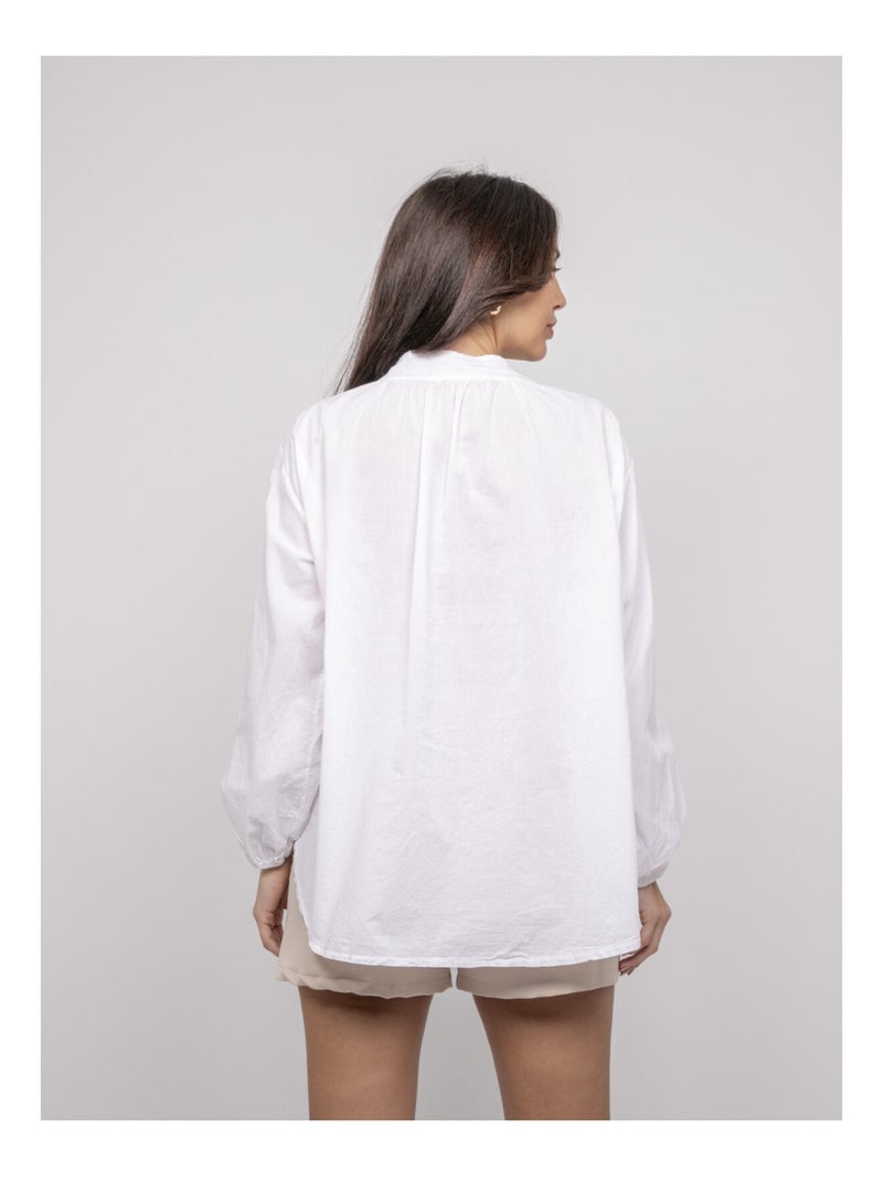 Camicia leggera con ricami OLALIE Bianco - Kiabi