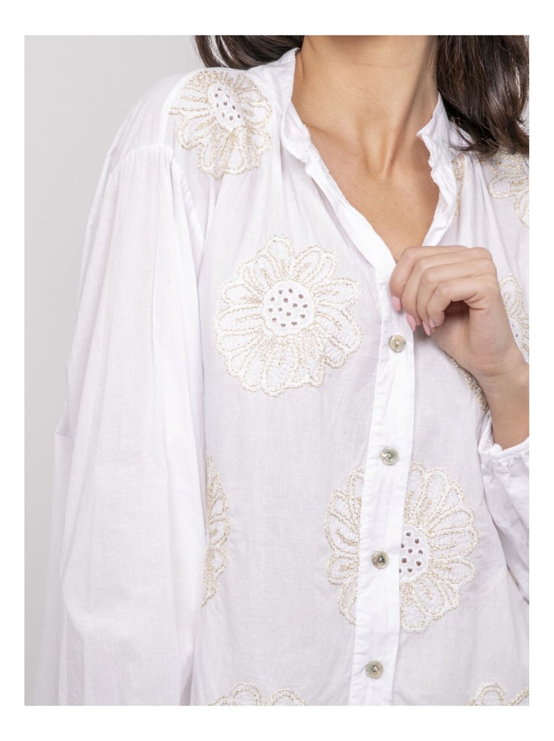 Camicia leggera con ricami OLALIE Bianco - Kiabi