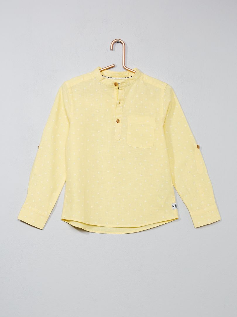 Camicia lino e cotone GIALLO - Kiabi