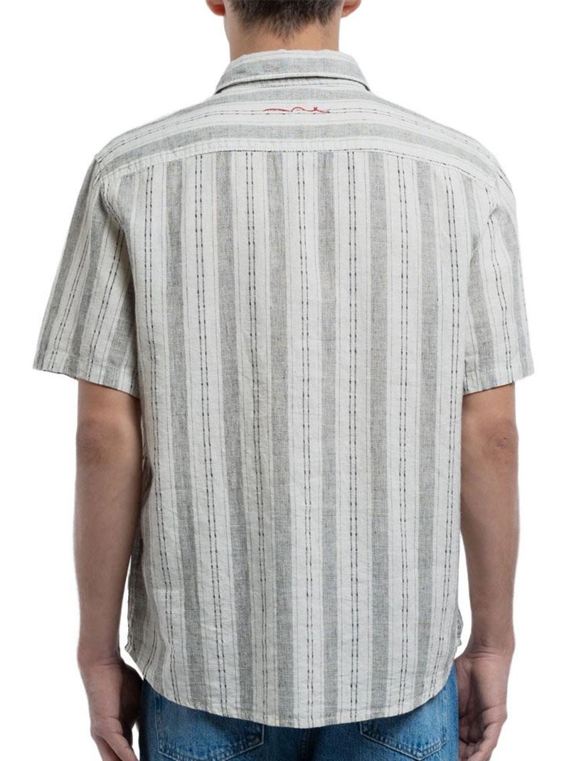 Camicia Lino Uomo Teddy Smith a Righe Bianco - Kiabi