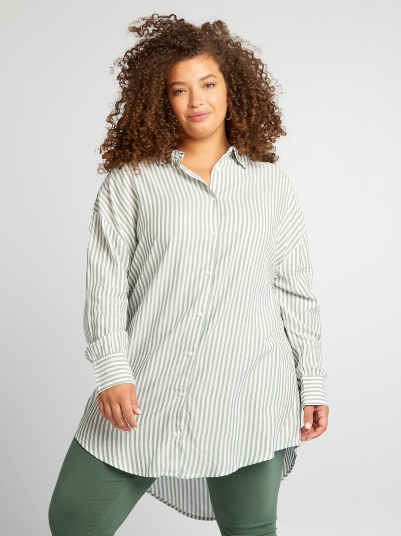 Camicia lunga a righe KAKI - Kiabi