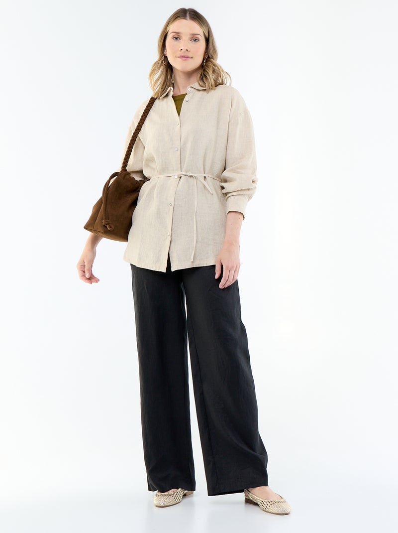 Camicia lunga a tinta unita Beige - Kiabi