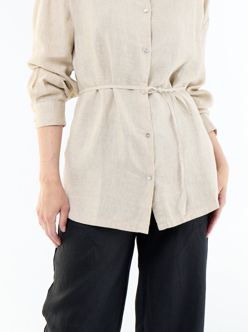 Camicia lunga a tinta unita Beige - Kiabi