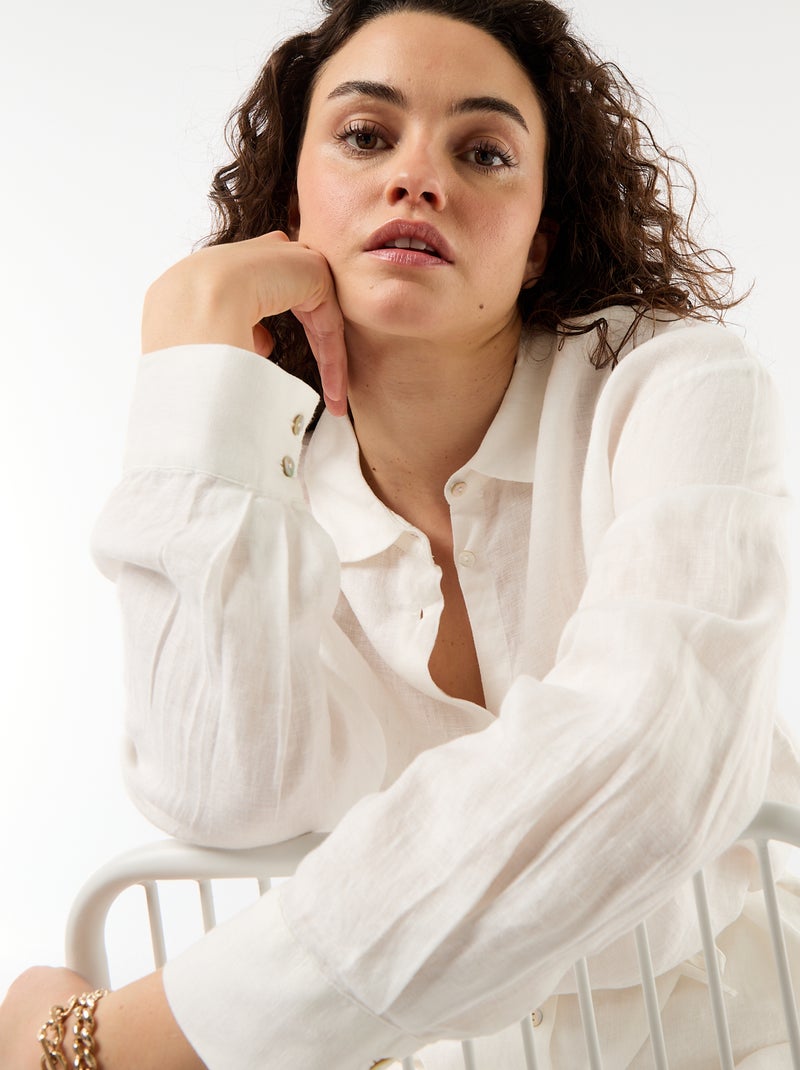 Camicia lunga a tinta unita Bianco - Kiabi
