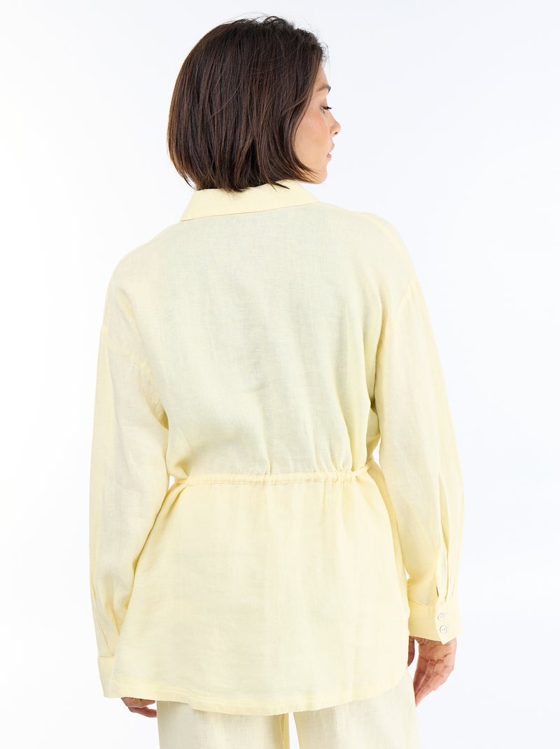 Camicia lunga a tinta unita Giallo - Kiabi