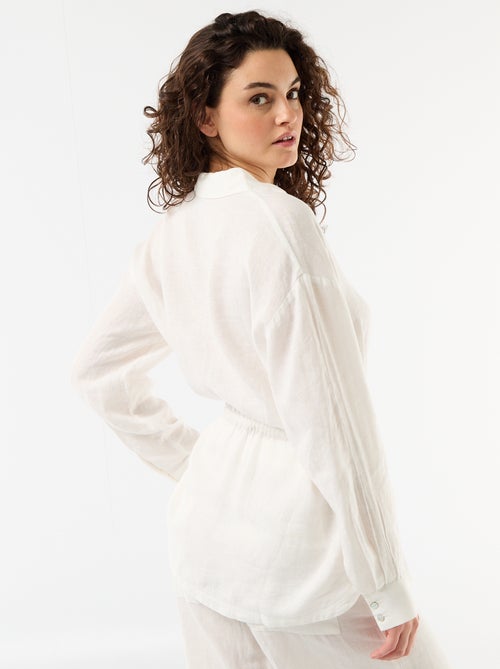 Camicia lunga a tinta unita in lino - Kiabi