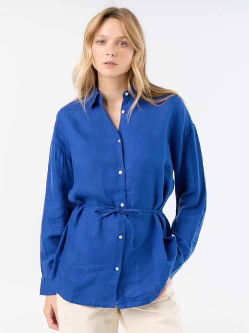 Camicia lunga a tinta unita in lino - Kiabi