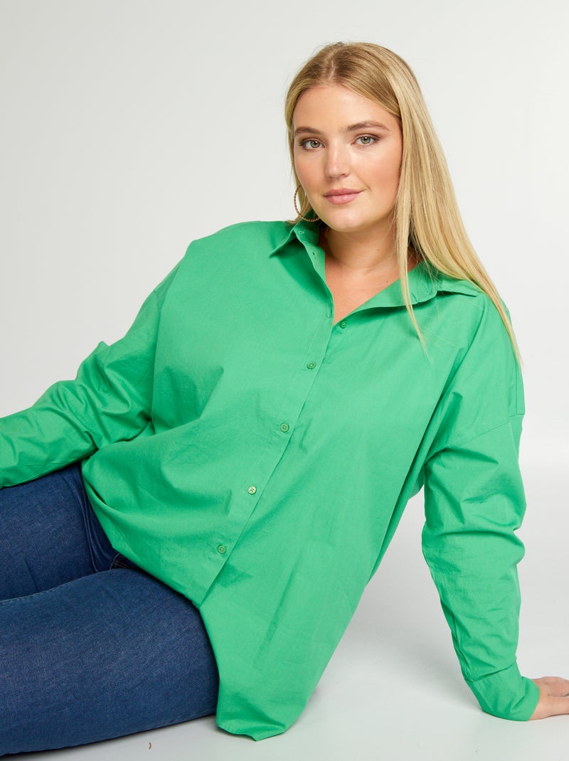 Camicia lunga con collo italiano VERDE - Kiabi