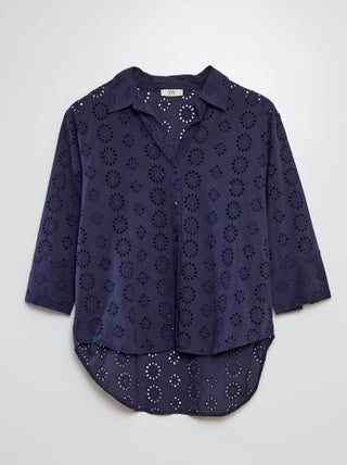 Camicia lunga con maniche 3/4 e ricamo punto inglese 'JDY'