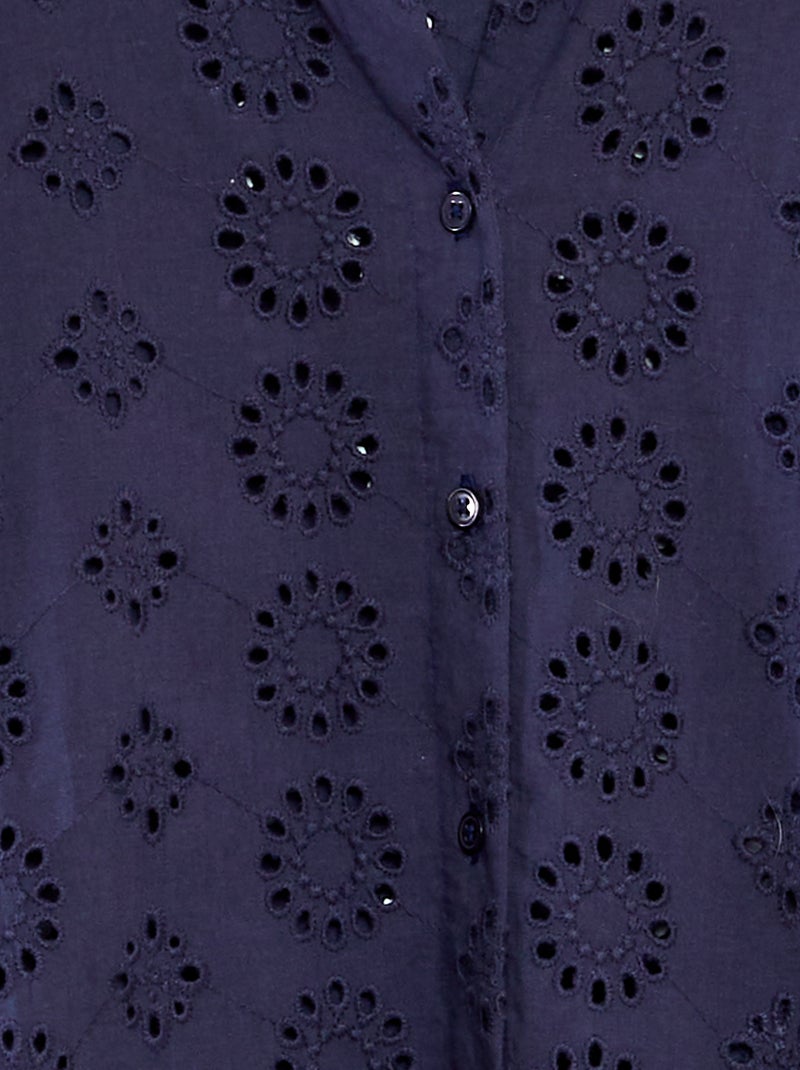 Camicia lunga con maniche 3/4 e ricamo punto inglese 'JDY' BLU - Kiabi