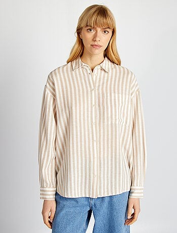 Camicia lunga con tasca sul petto con 20% di lino