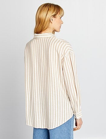 Camicia lunga con tasca sul petto con 20% di lino