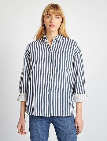 Camicia lunga con tasca sul petto con 20% di lino