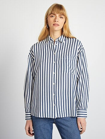 Camicia lunga con tasca sul petto con 20% di lino