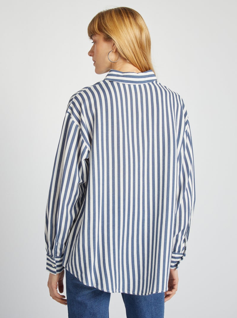 Camicia lunga con tasca sul petto con 20% di lino BEIGE - Kiabi