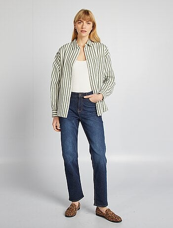 Camicia lunga con tasca sul petto con 20% di lino