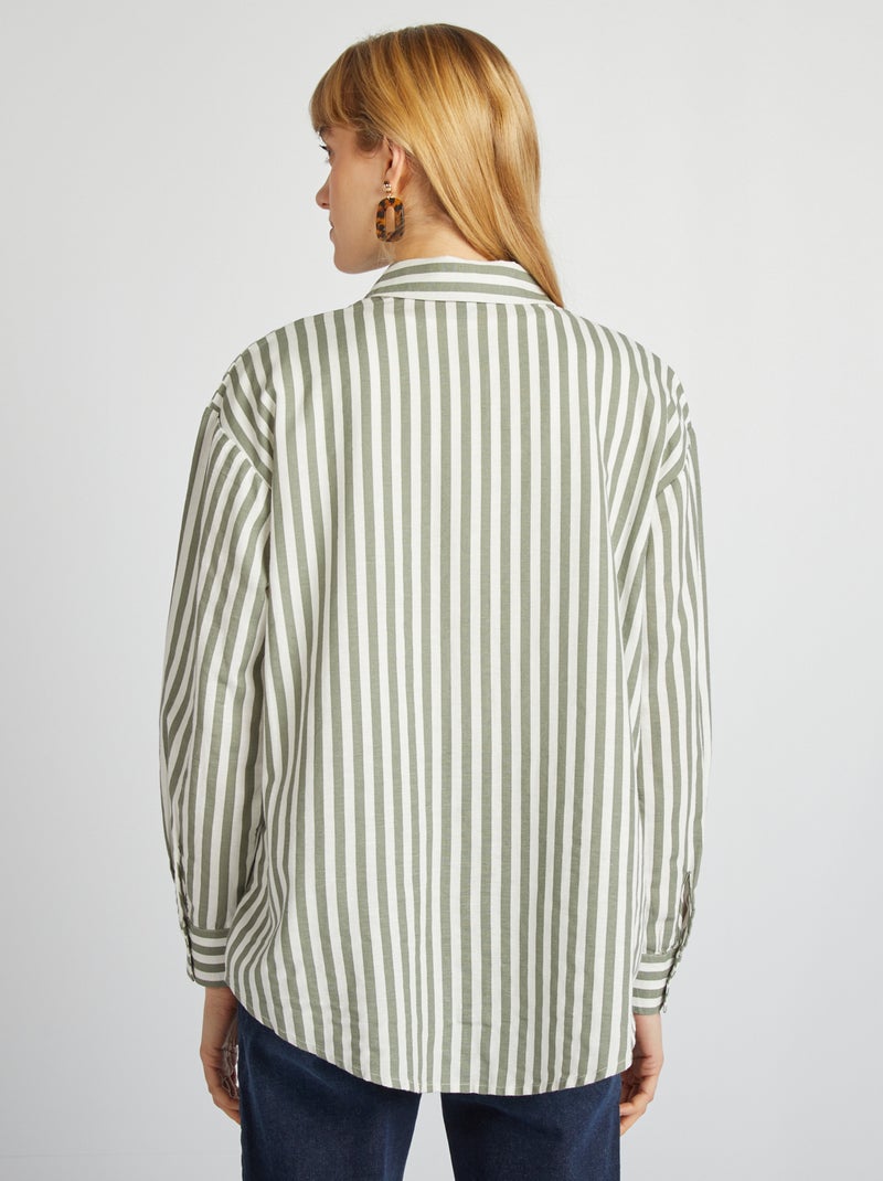 Camicia lunga con tasca sul petto con 20% di lino BEIGE - Kiabi