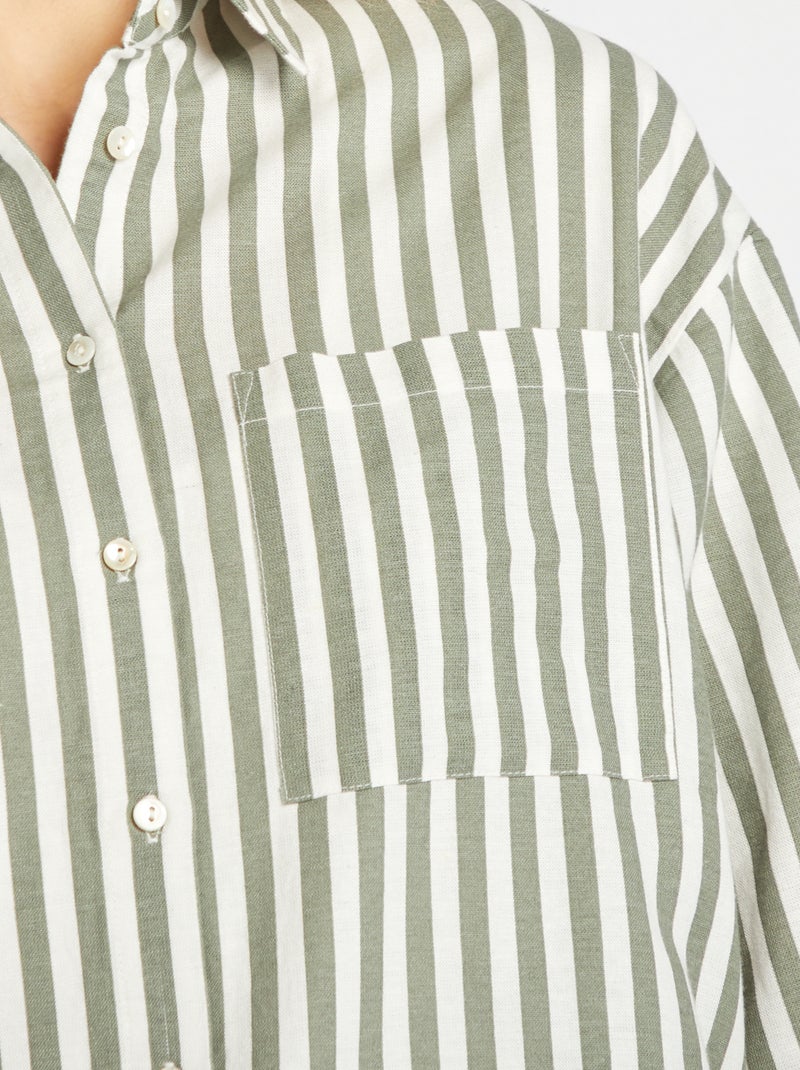 Camicia lunga con tasca sul petto con 20% di lino BEIGE - Kiabi