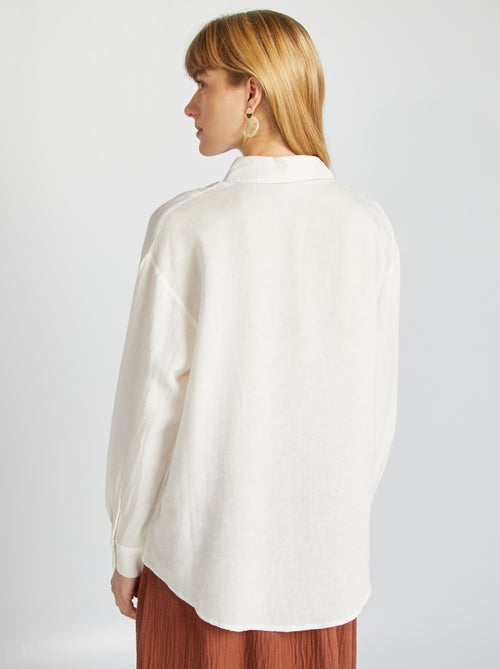 Camicia lunga con tasca sul petto con 20% di lino - Kiabi