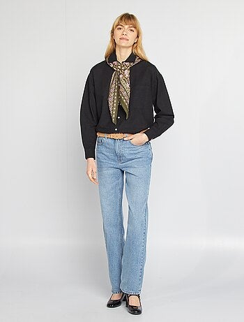 Camicia lunga con tasca sul petto con 20% di lino