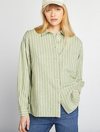 Camicia lunga con tasca sul petto con 20% di lino