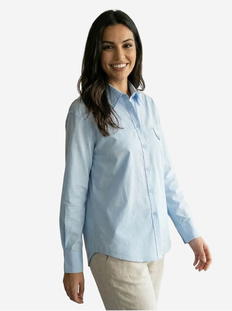 Camicia lunga in cotone testurizzato my fashion Blu cielo - Kiabi