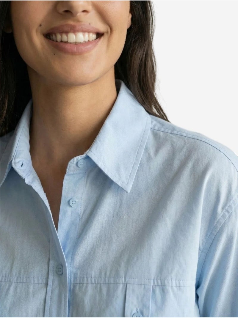 Camicia lunga in cotone testurizzato my fashion Blu cielo - Kiabi