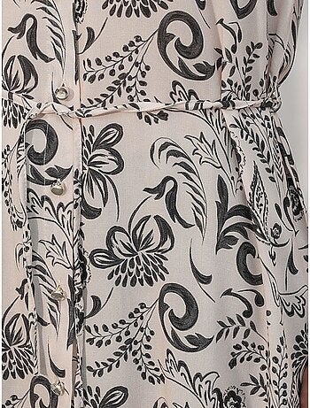 Camicia lunga in crêpe di viscosa floreale con cintura bdart