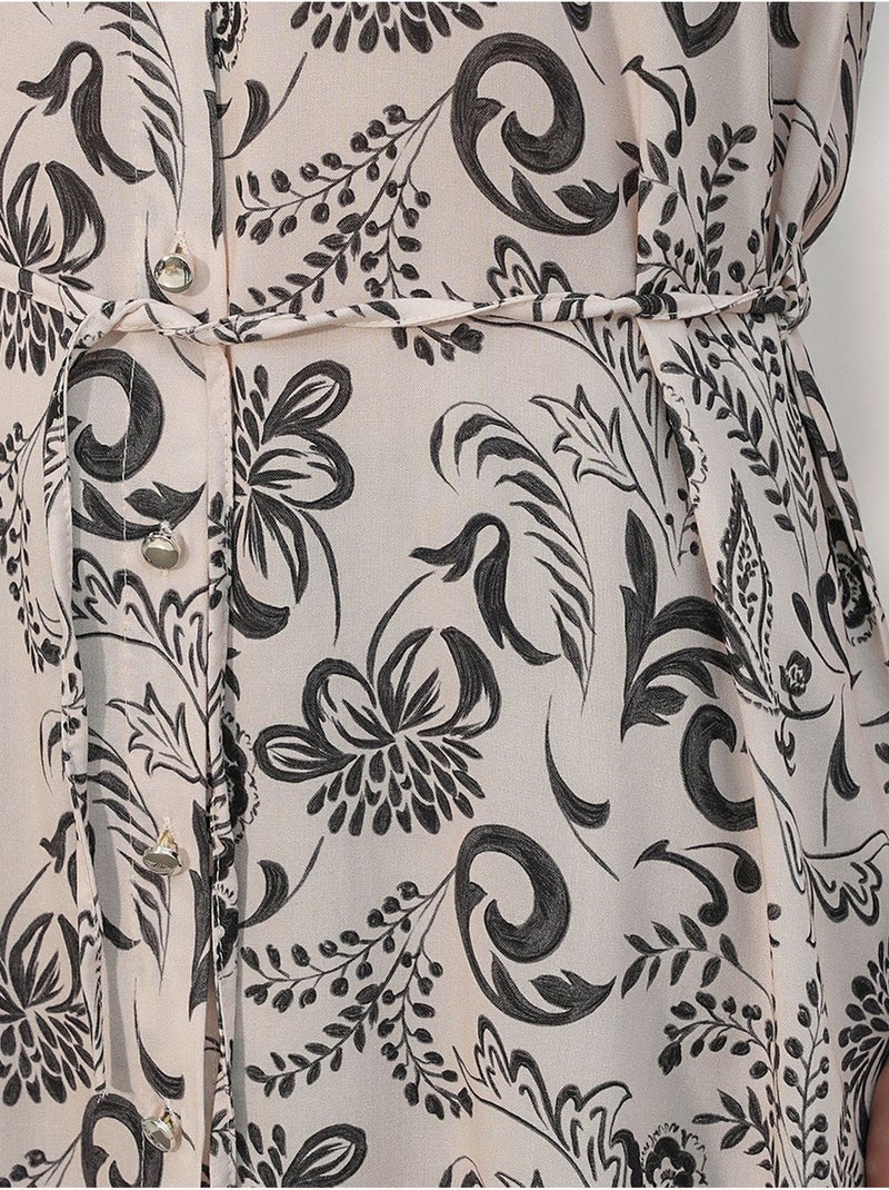 Camicia lunga in crêpe di viscosa floreale con cintura bdart Bianco sporco - Kiabi